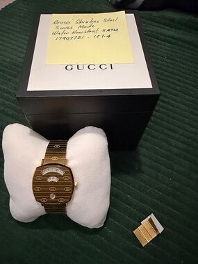 Gucci Gold-Tone Logo-Pattern Bracelet Watch